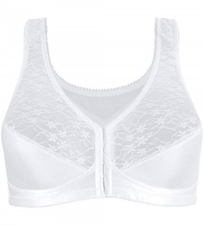 Bras Fully Women's Front Close Posture Bra With Lace 5100565 - White - CJ111F1RW7J $12.74