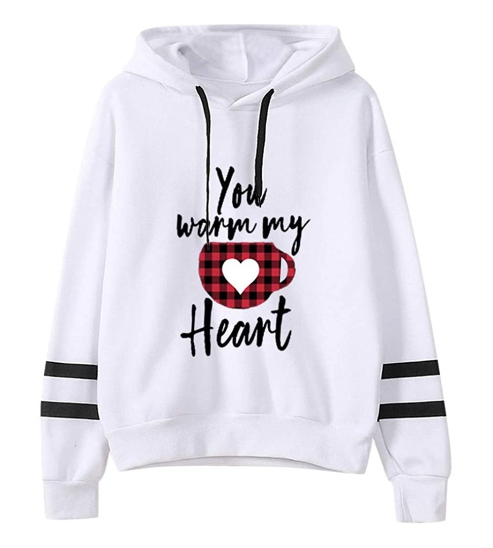 Bustiers & Corsets Womens Printed Hooded Sweatshirt Casual Long Sleeve Pullover Tops for Valentine's Day - C - CZ1945DETHL $1...