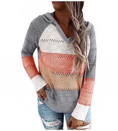 Baby Dolls & Chemises 2020 Women Long Sleeve Striped Color Block Casual Hoodies Loose Patchwork Pullover Sweatshirt Knit Tops...