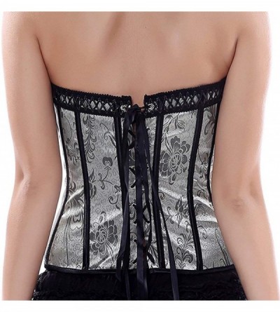 Bustiers & Corsets Women's&Ladies Fashion Sexy Vintage Gothic Satin Brocade Corset Top with G-String - CE18KH8AH3T $22.95