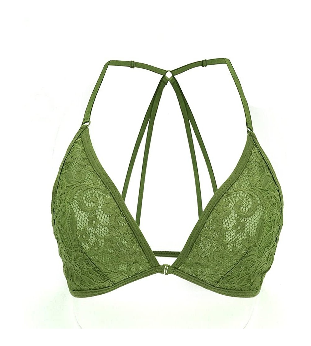 Bras Sexy Wireless Bra Unlined lace Sheer Bralette Bikini top Cute Lingerie for Women - Green-jc - CZ189Y92XR6 $10.58