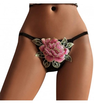 Bustiers & Corsets Women Lingerie G-String Applique Briefs Underwear Panties T String Thongs Knick - Hot Pink - CI18TGMSNMO $...