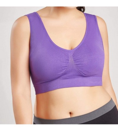 Bras Women Comfort Pure Color Plus Size Bra Seamless Sports Bra -S-6XL - Dark Purple - CL19DWIDN66 $14.95