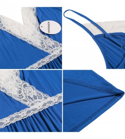 Baby Dolls & Chemises Sleepwear Womens Chemise Nightgown Full Slips Lace Sling Dress Sexy Lingerie S-XXL - Light Blue - CN196...