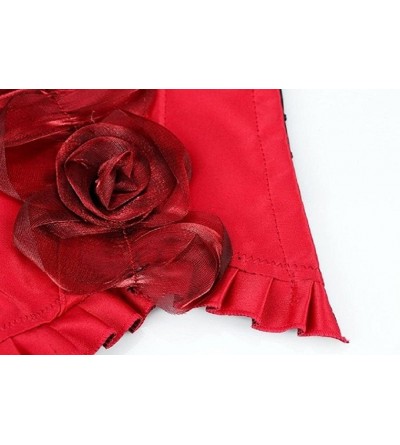 Bustiers & Corsets Women's Sexy Lingerie Boned Corsets and Rose Flower Bustiers - Red - CO11XA7Q6Z9 $25.09