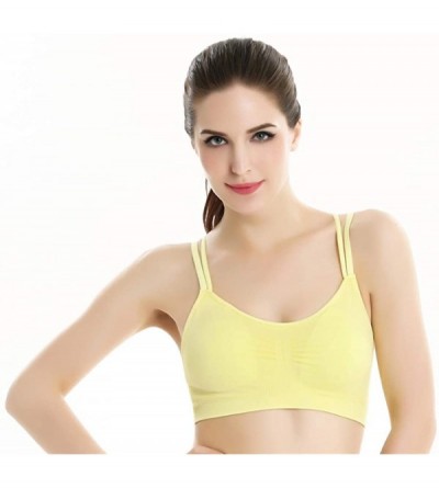 Bras Women's Camisole Bra Seamless X Back Comfortable Daily Bra with Removable Pads - Yellow - C718AIECYEW $19.85