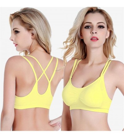Bras Women's Camisole Bra Seamless X Back Comfortable Daily Bra with Removable Pads - Yellow - C718AIECYEW $19.85