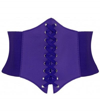 Bustiers & Corsets Womens Faux Leather Steampunk Sexy Underbust Corset Belt Bustier - Purple - CW1269U39U9 $16.23