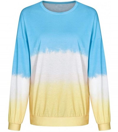 Bras Womens Crewneck Sweatshirts Casual Fall Shirts Pullover Casual Tops T-Shirt - Blue - CA18AILEA9C $17.87