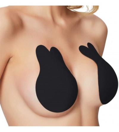 Accessories Womens Nipplecovers Adhesive Silicone Nipple Rabbit Ears Pasties Breast Pairs Bra Reusablecloth Black-4 - Cloth B...