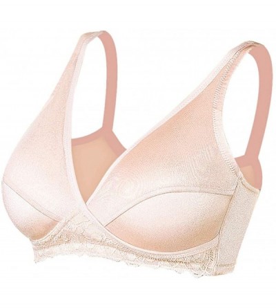 Bustiers & Corsets Women's Sexy Adjustable Crossing Extra-Elastic Breathable Lace Suckling Bra - Beige - CH18ZQSGKDR $11.47